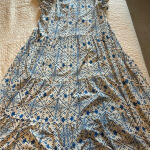 Blue and White Patterned Women's Dress